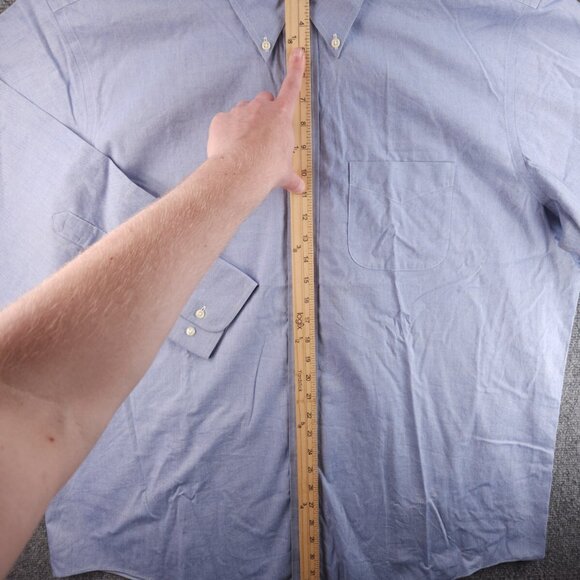 Brooks Brothers Button-Down 17.5 2/3 Regular Cotton Non-Iron Blue Long Sleeve - Picture 10 of 15